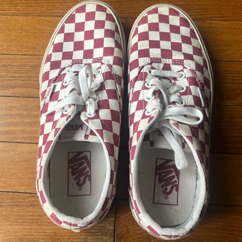 Vans Burgundy and White Checkered Sneakers